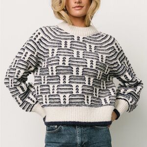 NWOT Baltic Born Hawthorne Navy and Ivory Patterned Sweater Size XL